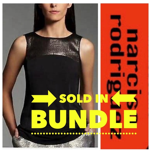 Narciso Rodriguez Tops - Black W/Gold Sequins Sleeveless Top
